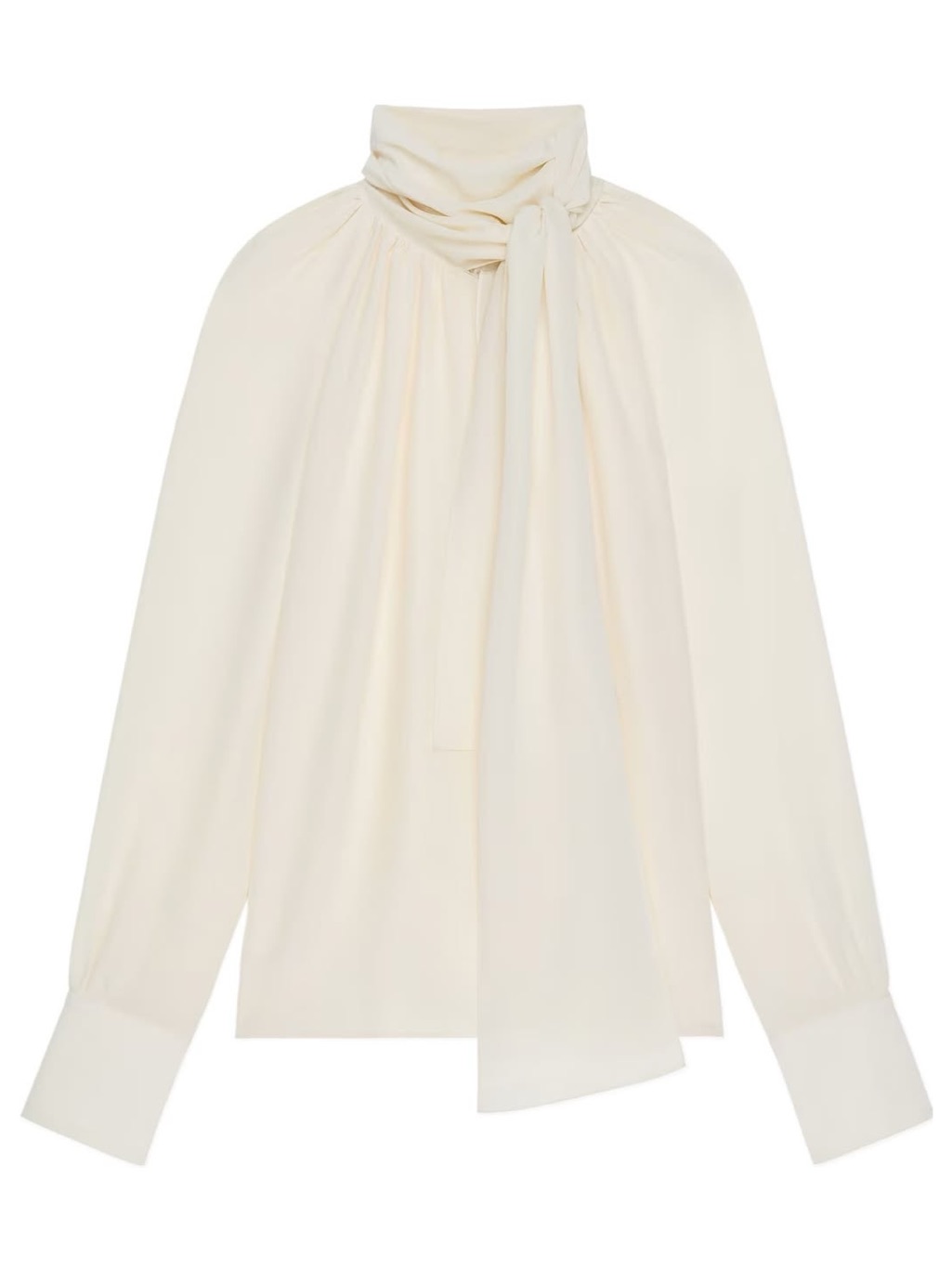 Givenchy Ivory Tie-Neck Long Sleeve Blouse